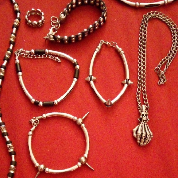 Gothic, Punk, Black & Silver Jewelry Lot. - Picture 2 of 14